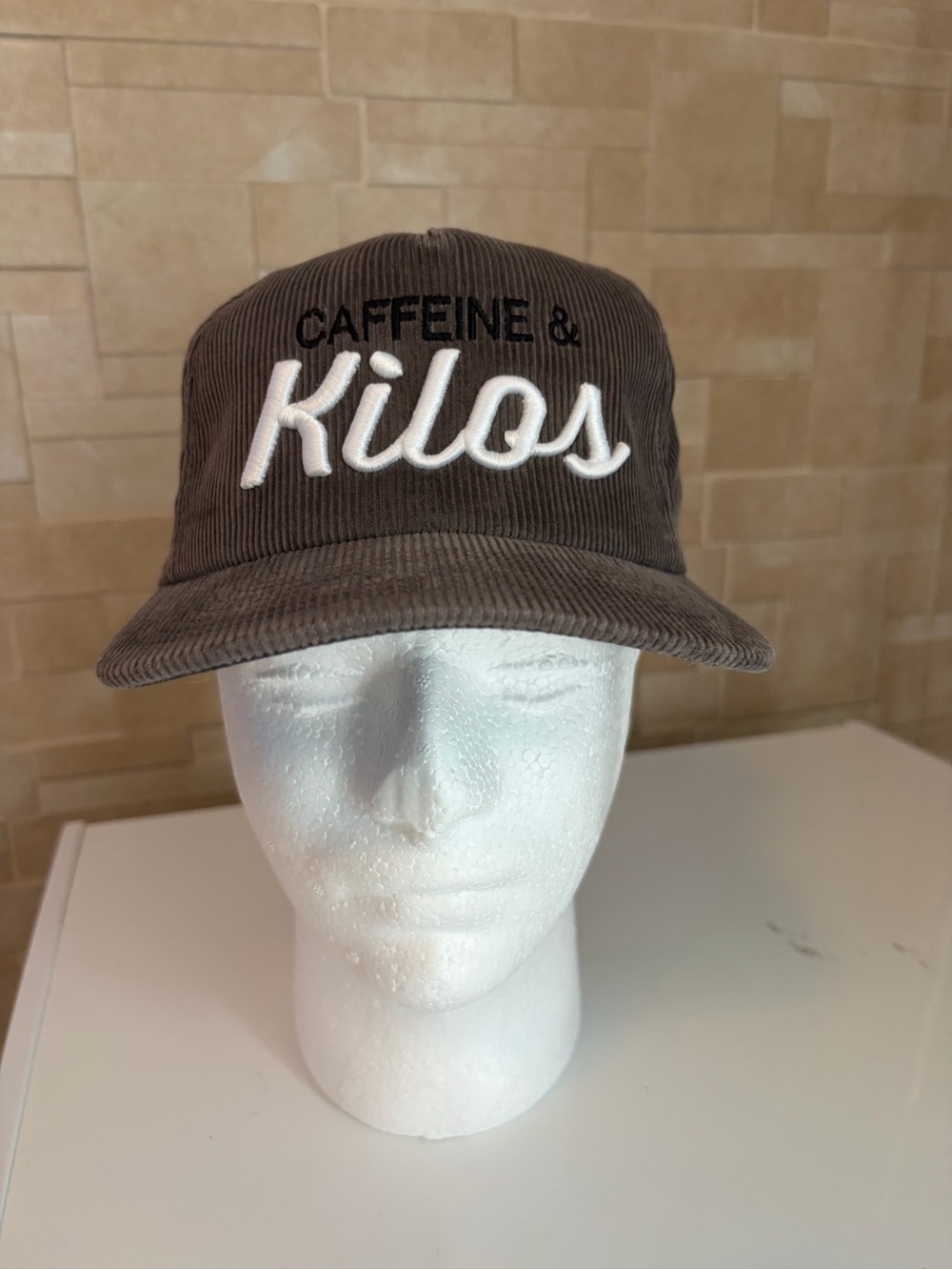 Caffeine and Kilos Men's Corduroy Cap — Brown